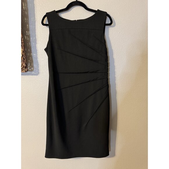 Calvin Klein Sheath Dress 12 Black Starburst Stretch Sleeveless Career - Picture 7 of 10